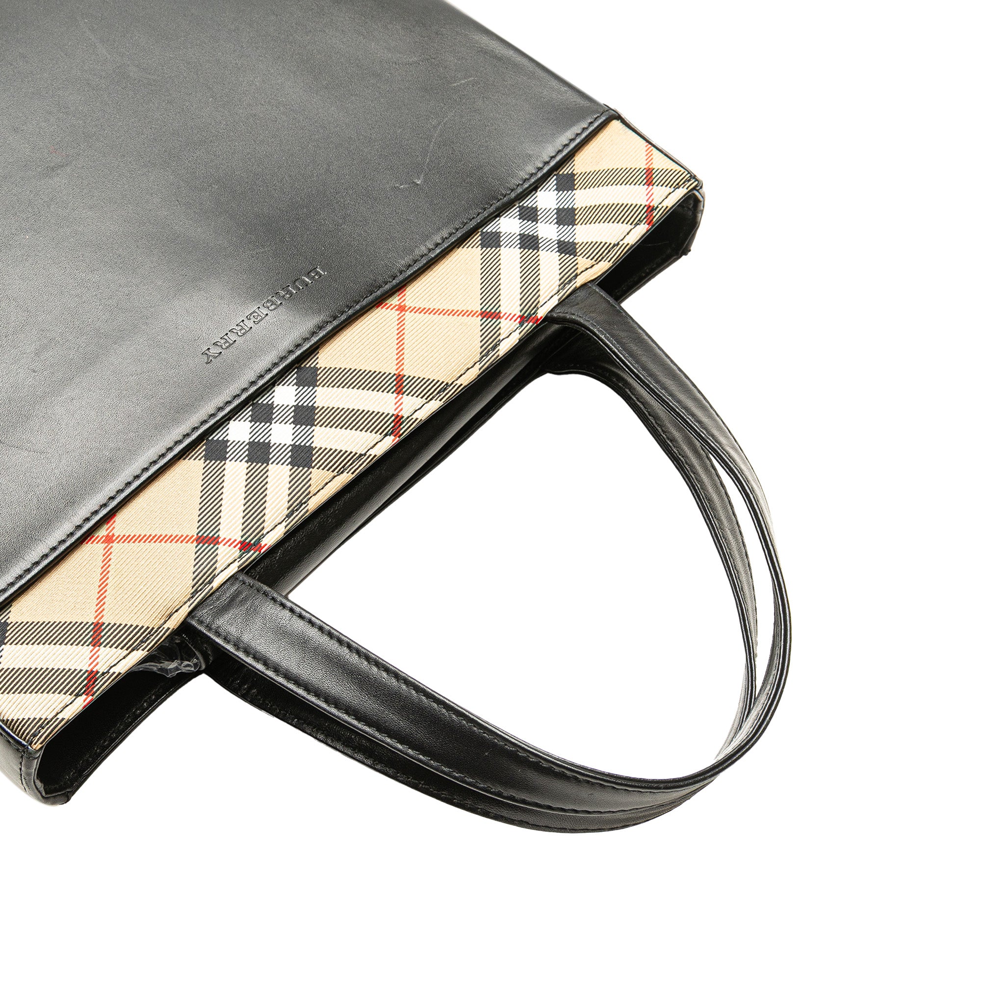 Nova Check Trimmed Leather Handbag