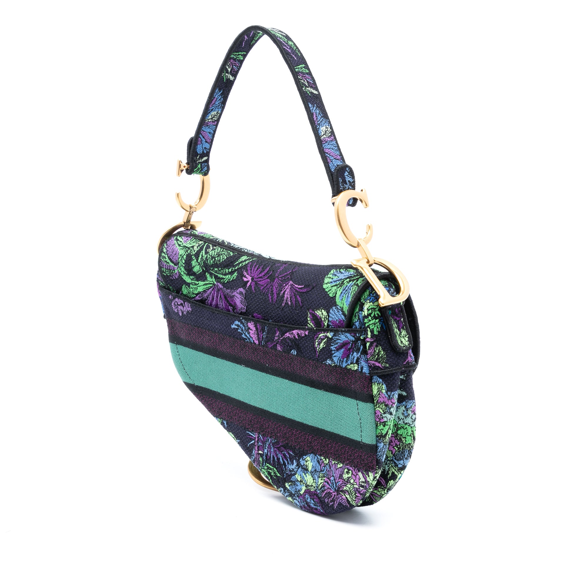 Canvas Embroidered Floral Saddle Bag