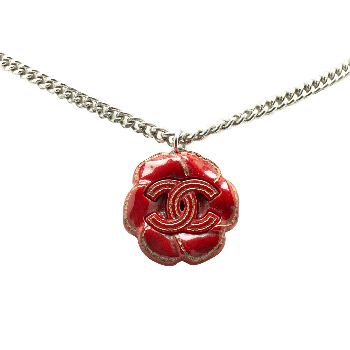 Resin CC Camellia Charm Necklace