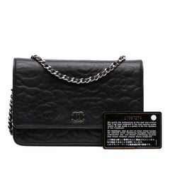 Camellia Embossed Lambskin Wallet On Chain