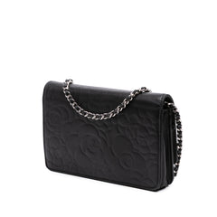 Camellia Embossed Lambskin Wallet On Chain