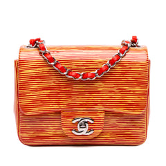 Mini Square Classic Patent Striped Single Flap
