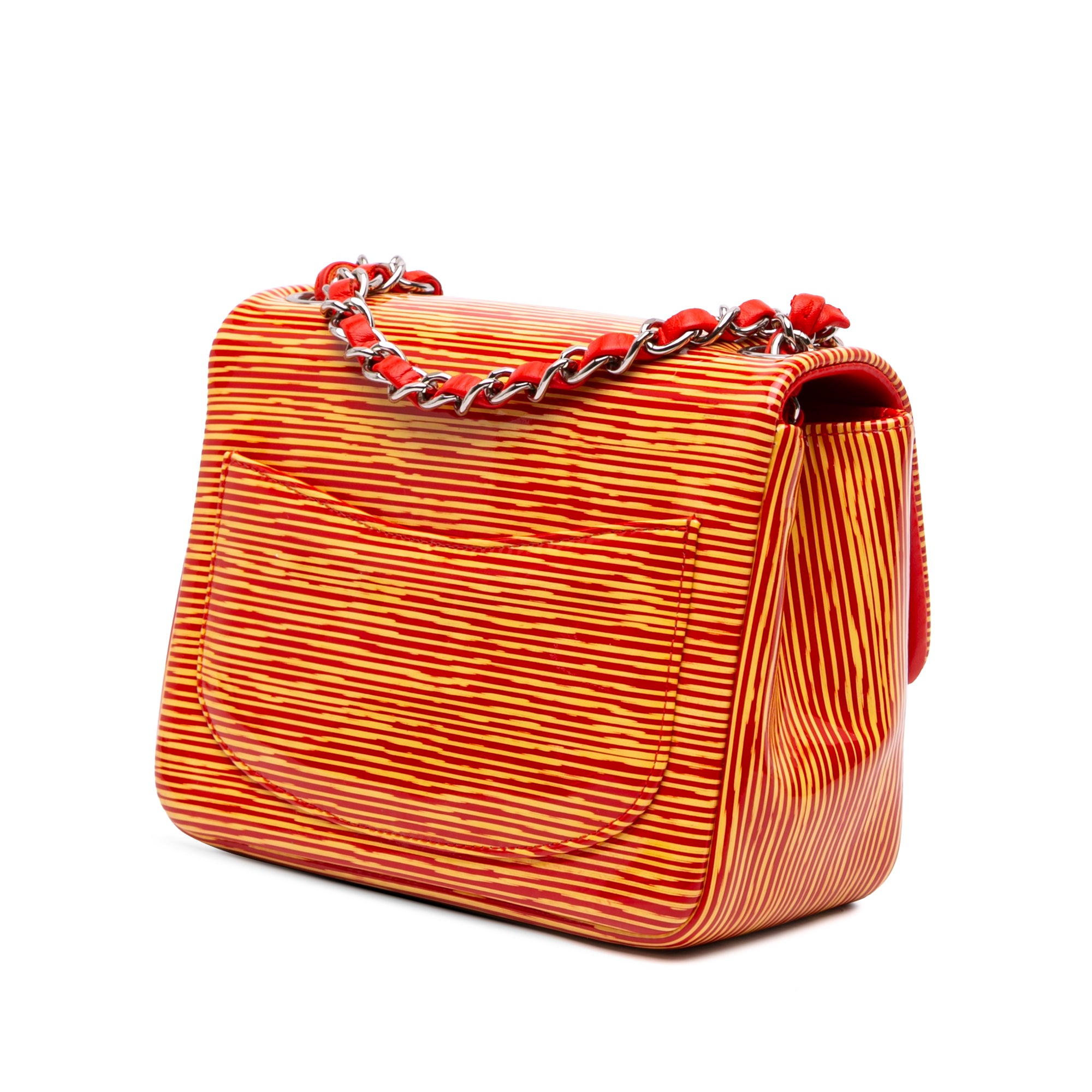 Mini Square Classic Patent Striped Single Flap