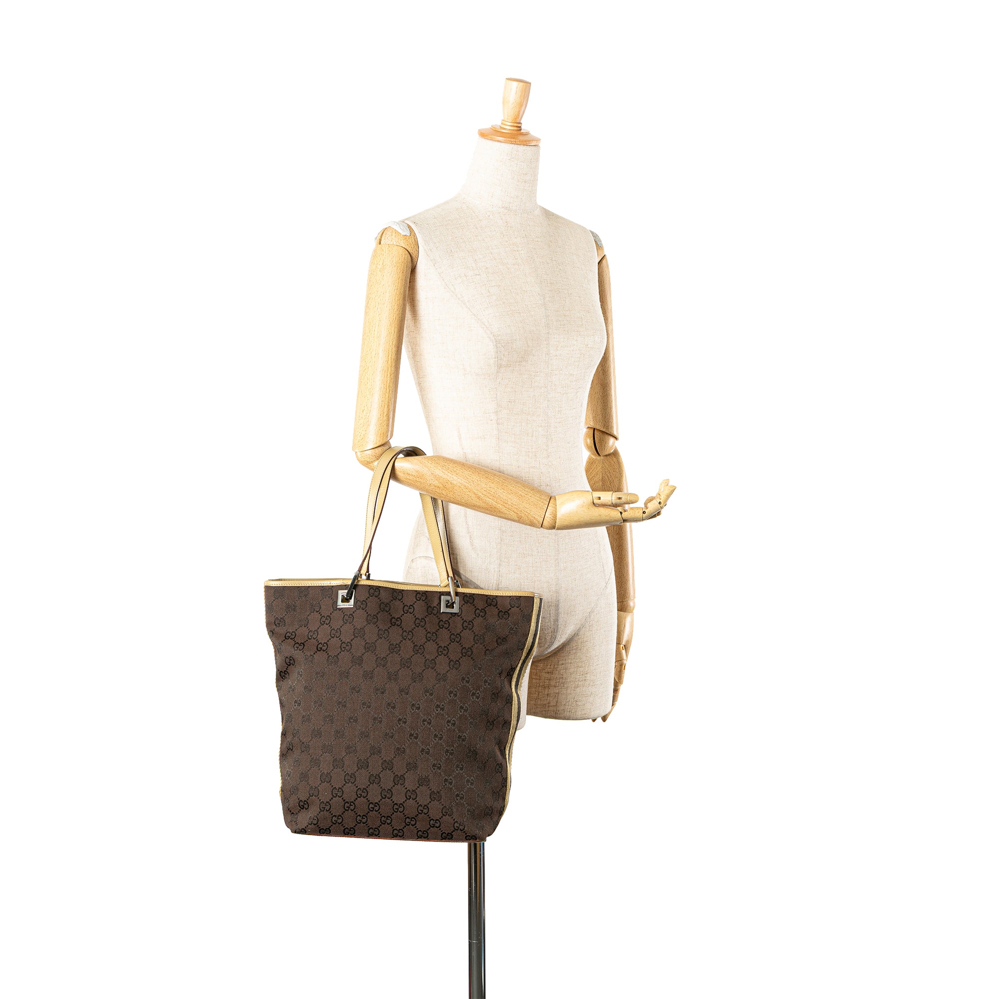GG Canvas Web Bucket Tote