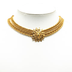 Gold Plated Lion Head Choker Necklace