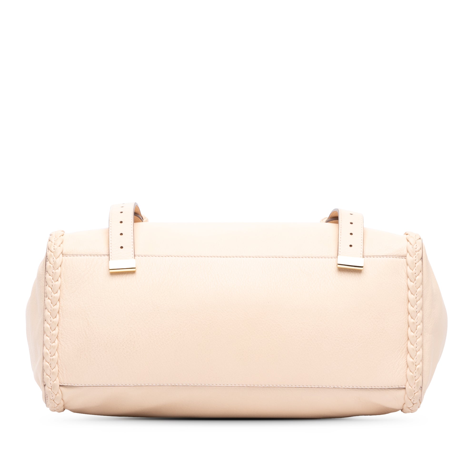 Oversized Calfskin Woven Trim Alexa Satchel