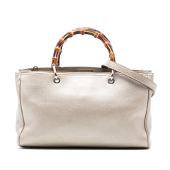 Medium Calfskin Bamboo Shopper Satchel