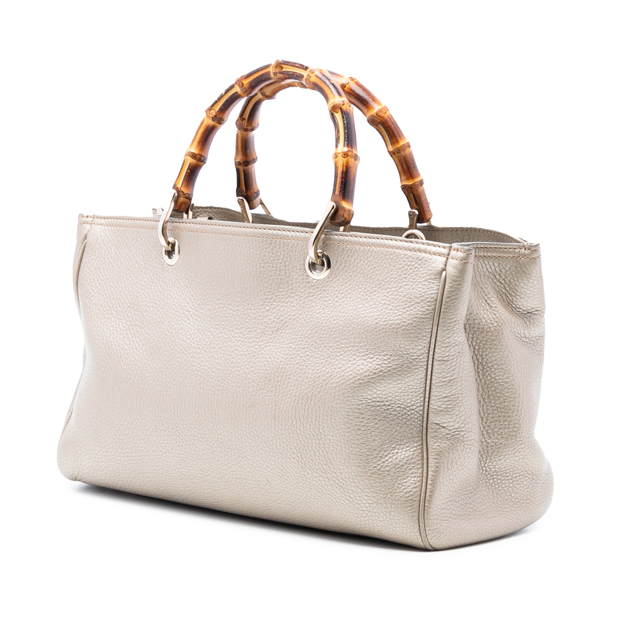 Medium Calfskin Bamboo Shopper Satchel