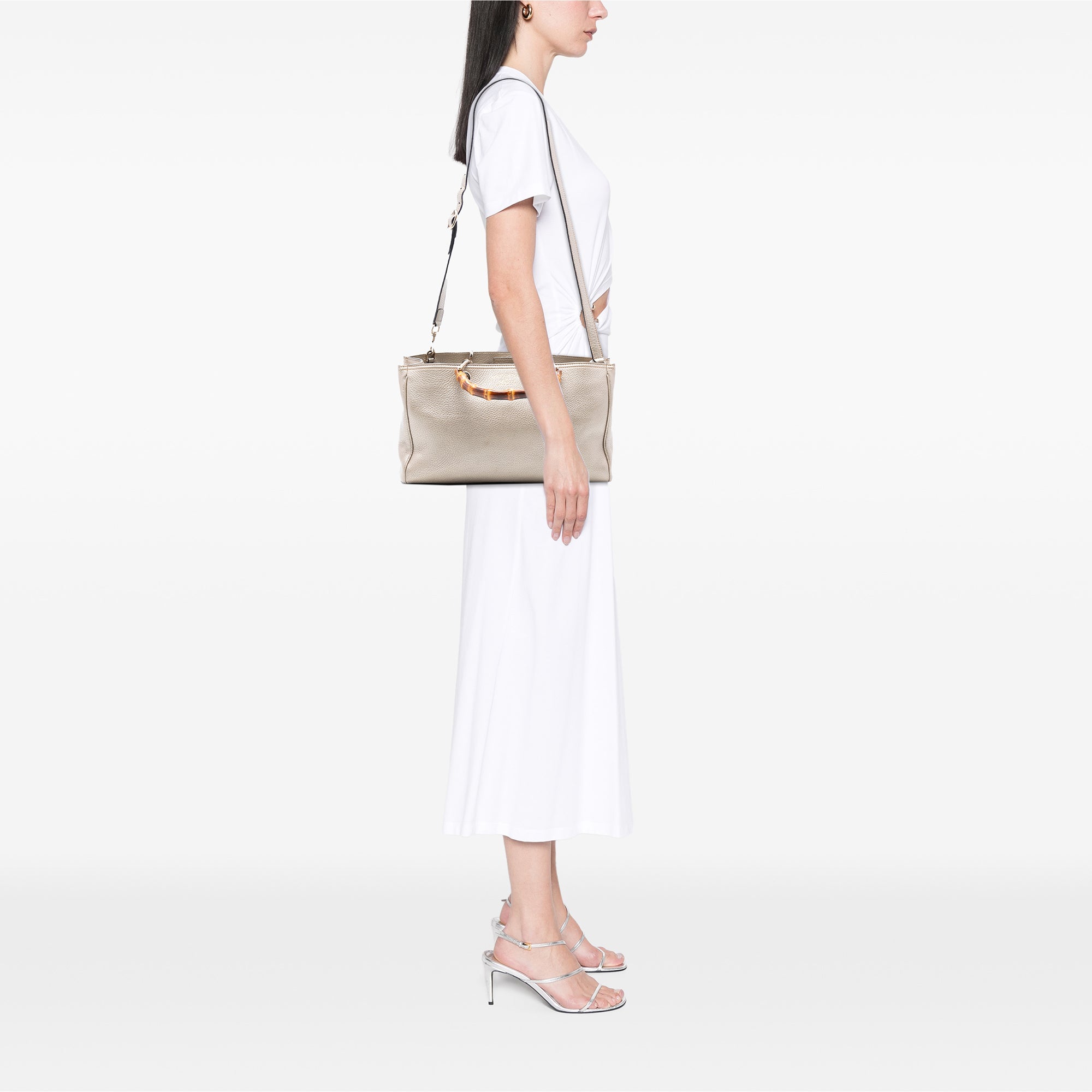 Medium Calfskin Bamboo Shopper Satchel