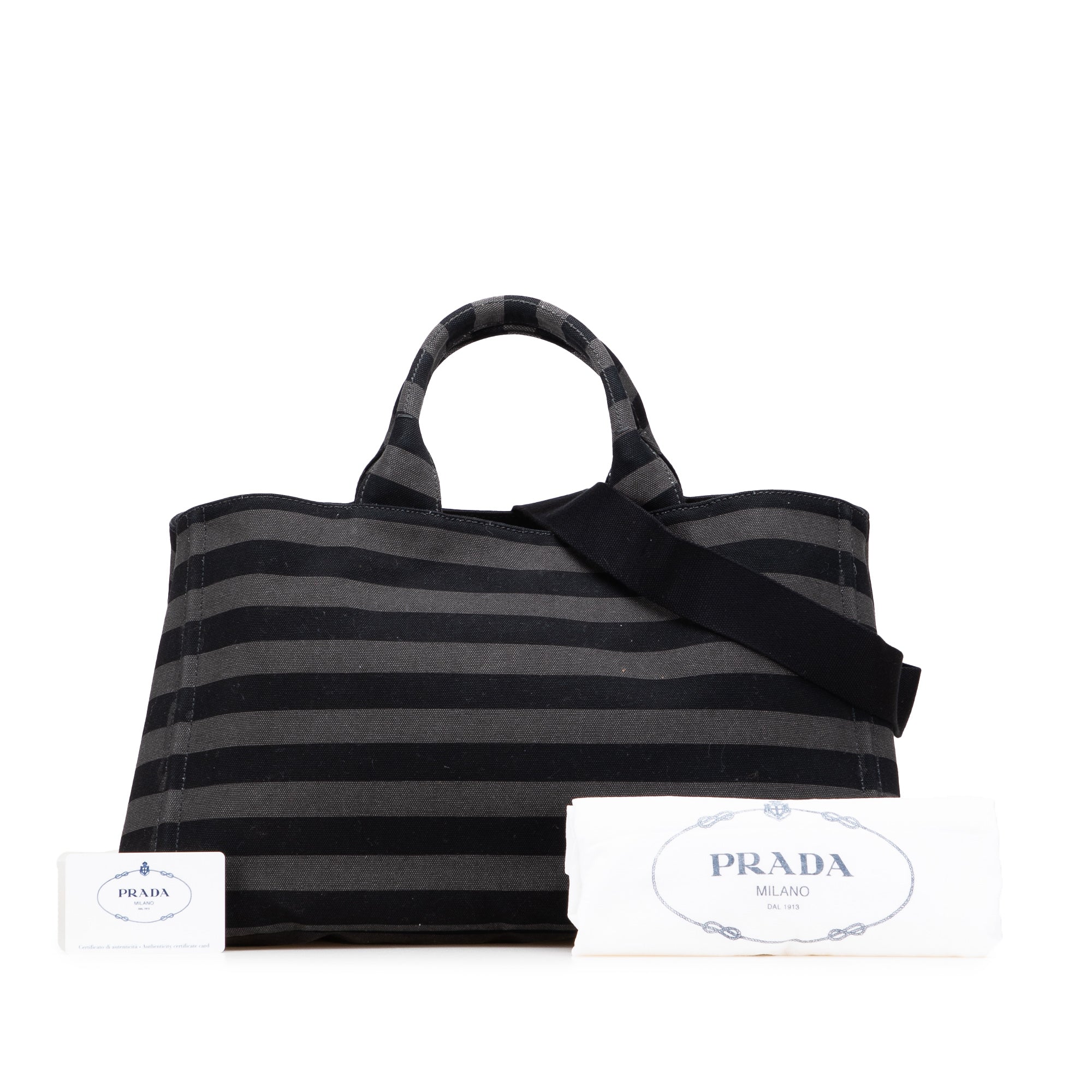 Large Canvas Canapa Righe Striped Satchel