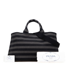Large Canvas Canapa Righe Striped Satchel