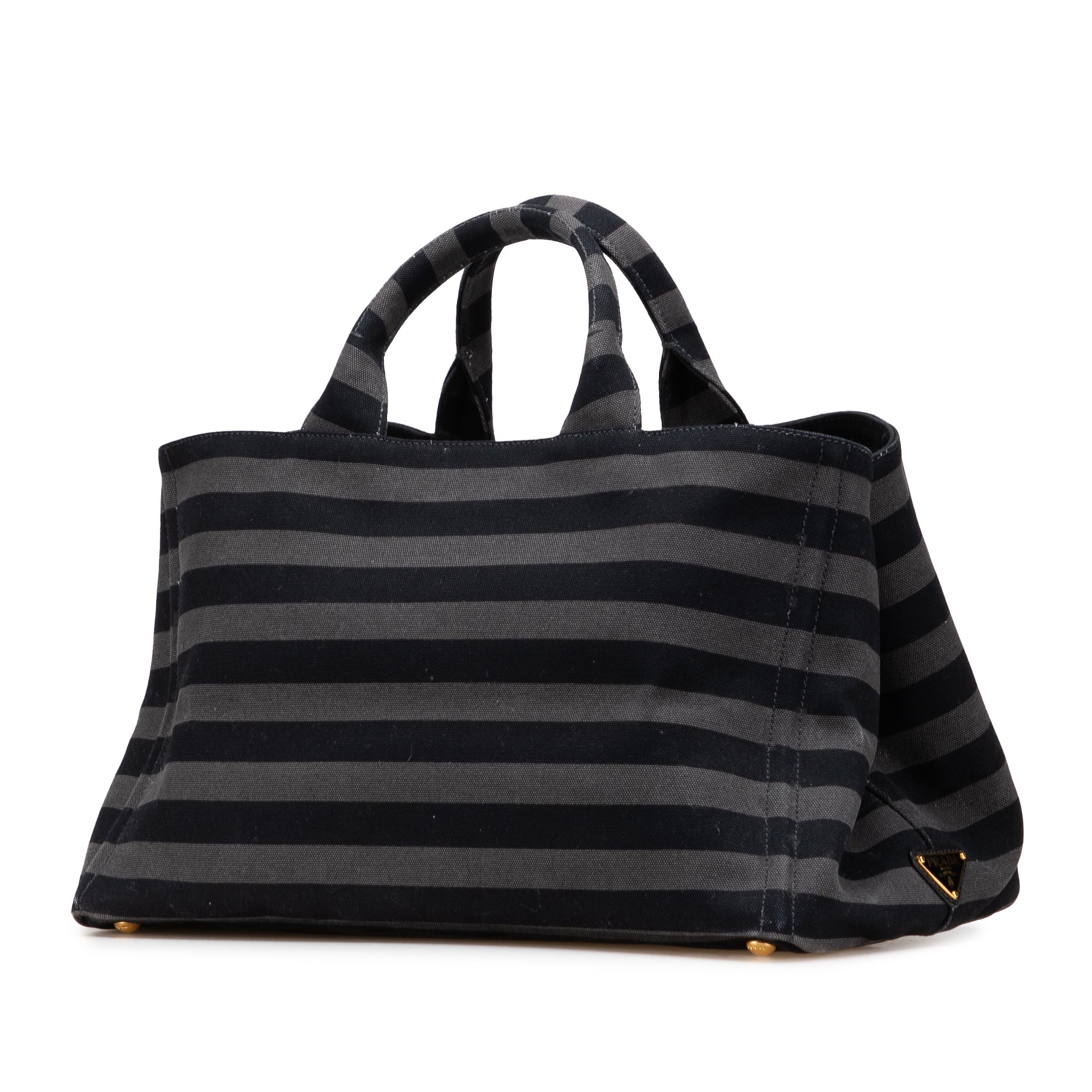 Large Canvas Canapa Righe Striped Satchel