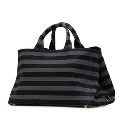 Large Canvas Canapa Righe Striped Satchel