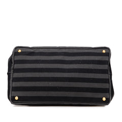 Large Canvas Canapa Righe Striped Satchel