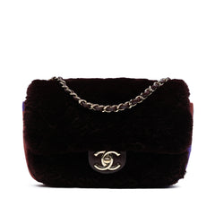 Mini Rectangular CC Quilted Shearling Color Block Single Flap