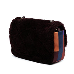 Mini Rectangular CC Quilted Shearling Color Block Single Flap