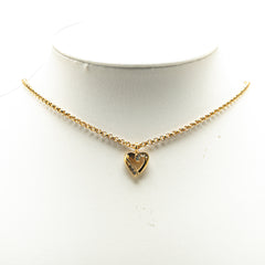 Gold Plated Rhinestone Heart Pendant Necklace