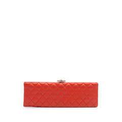 Quilted Lambskin Crystal Camellia Long Clutch