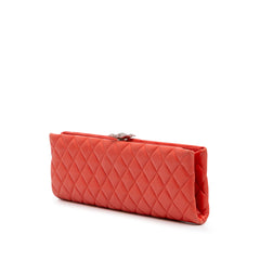 Quilted Lambskin Crystal Camellia Long Clutch