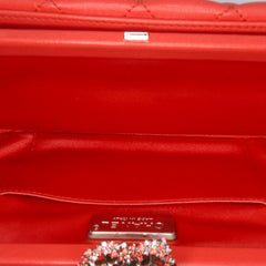 Quilted Lambskin Crystal Camellia Long Clutch