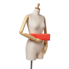 Quilted Lambskin Crystal Camellia Long Clutch