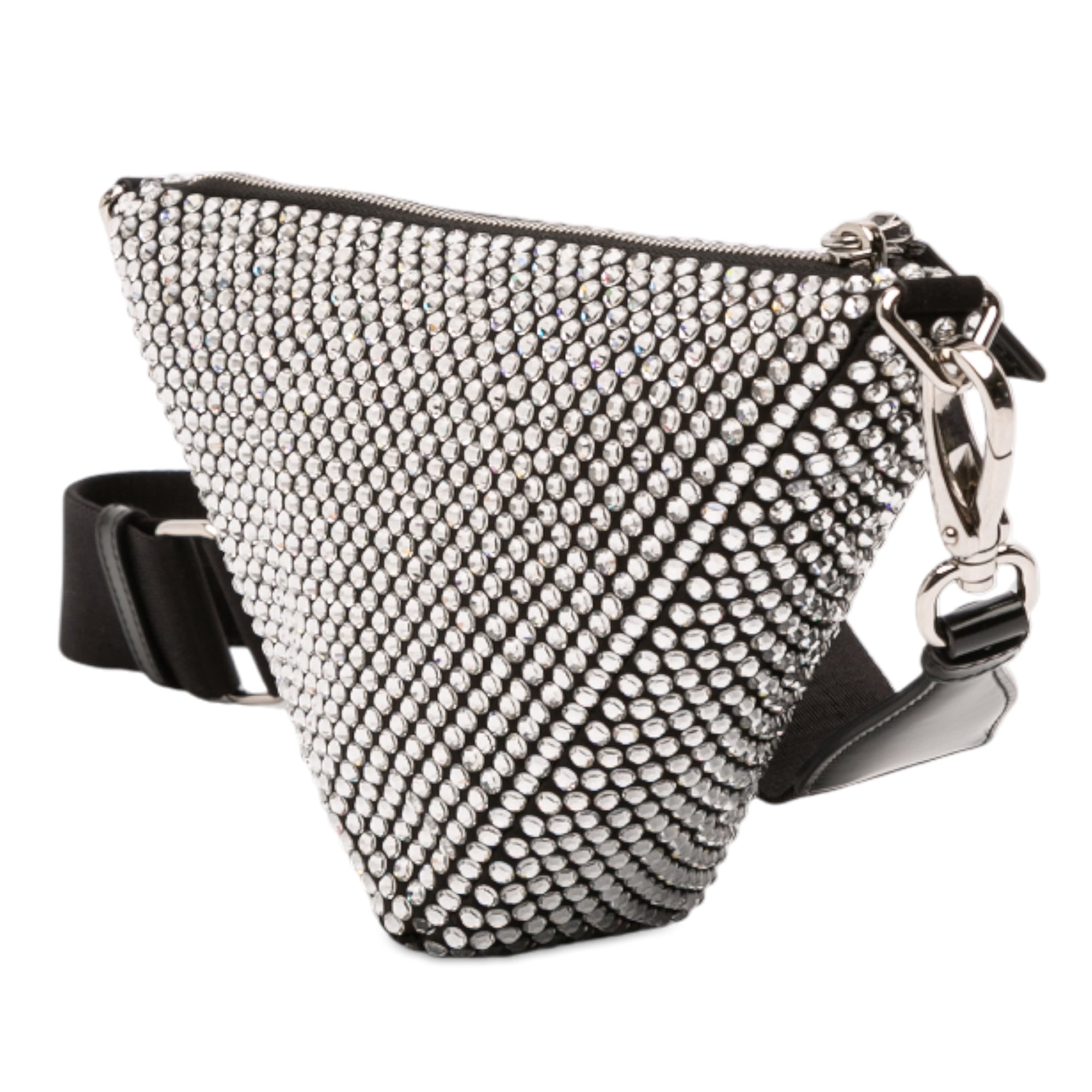 Crystal Embellished Satin Triangle Pouch