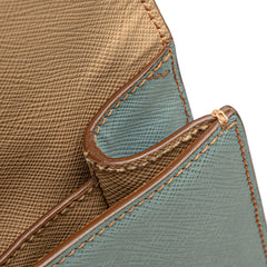 Bicolor Saffiano Envelope Pushlock Clutch