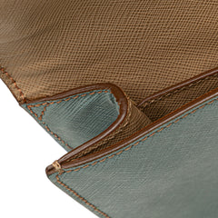 Bicolor Saffiano Envelope Pushlock Clutch