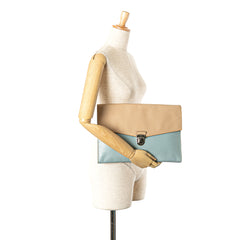 Bicolor Saffiano Envelope Pushlock Clutch