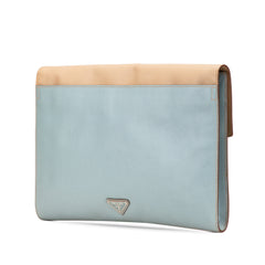 Bicolor Saffiano Envelope Pushlock Clutch