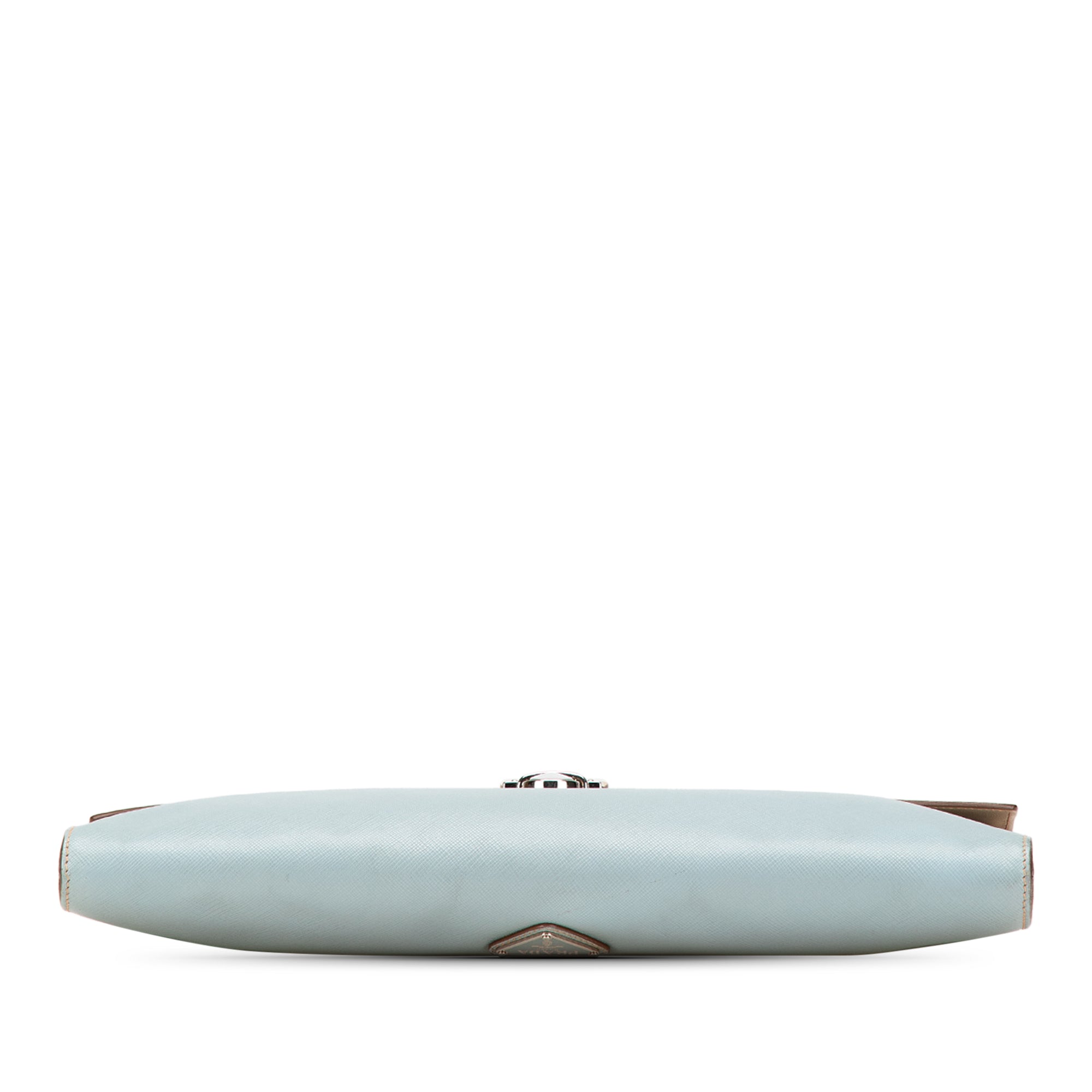 Bicolor Saffiano Envelope Pushlock Clutch