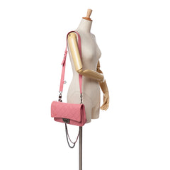 Small Quilted Shiny Goatskin Double Carry Waist Chain Flap