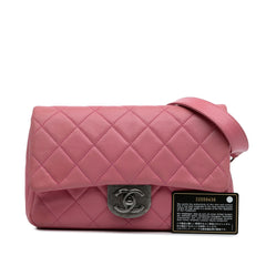 Small Quilted Shiny Goatskin Double Carry Waist Chain Flap