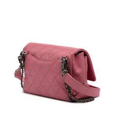 Small Quilted Shiny Goatskin Double Carry Waist Chain Flap
