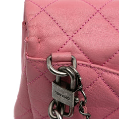 Small Quilted Shiny Goatskin Double Carry Waist Chain Flap
