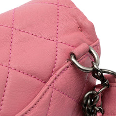 Small Quilted Shiny Goatskin Double Carry Waist Chain Flap