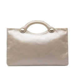 Metallic Embossed Calfskin Flat Handbag