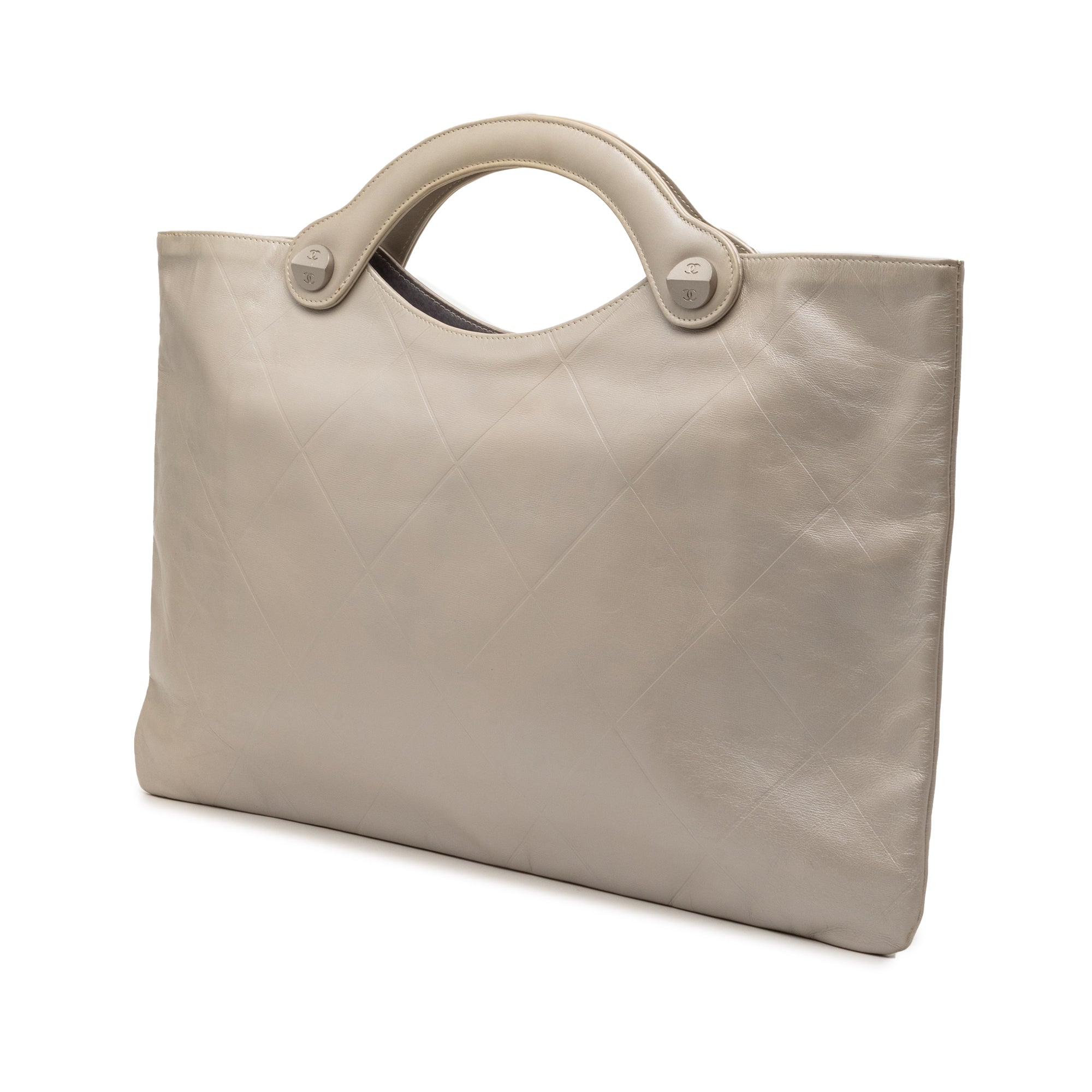 Metallic Embossed Calfskin Flat Handbag