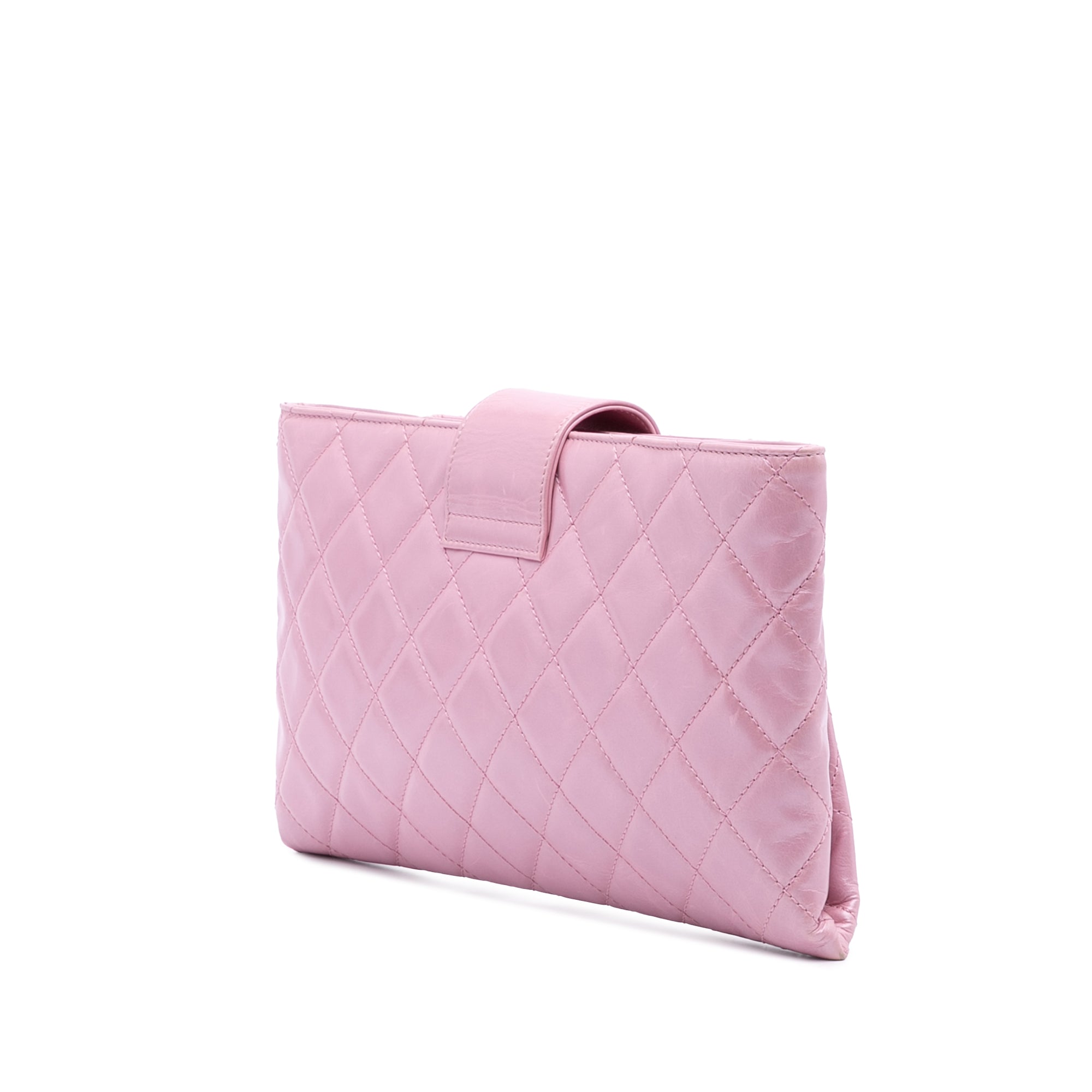 Quilted Glazed Calfskin Coco Pleats Clutch