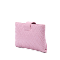 Quilted Glazed Calfskin Coco Pleats Clutch