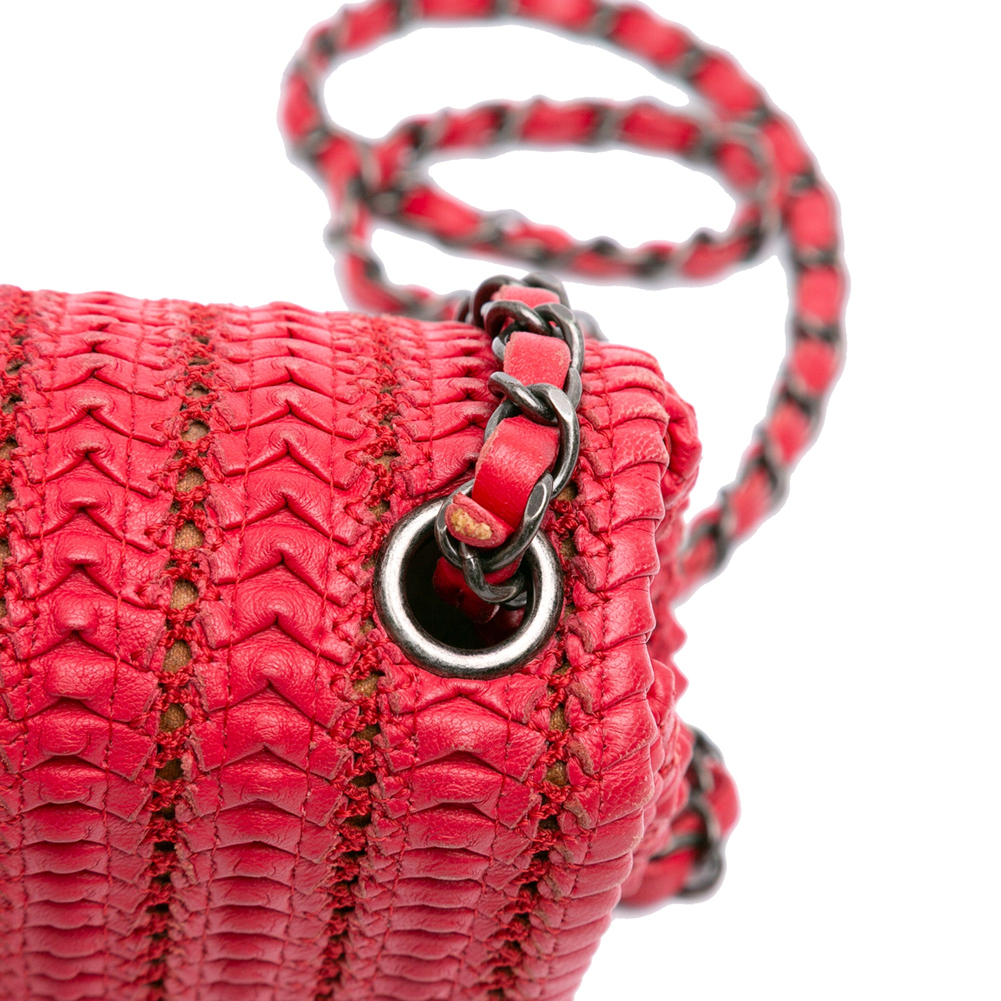 Paris Seoul Mini Crochet Lambskin Flap