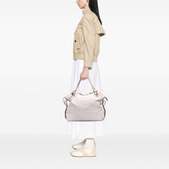 Large Pebbled Calfskin Bamboo Bar Tassel Tote