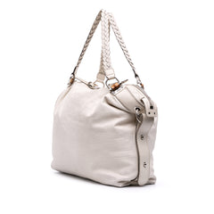 Large Pebbled Calfskin Bamboo Bar Tassel Tote