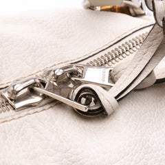 Large Pebbled Calfskin Bamboo Bar Tassel Tote