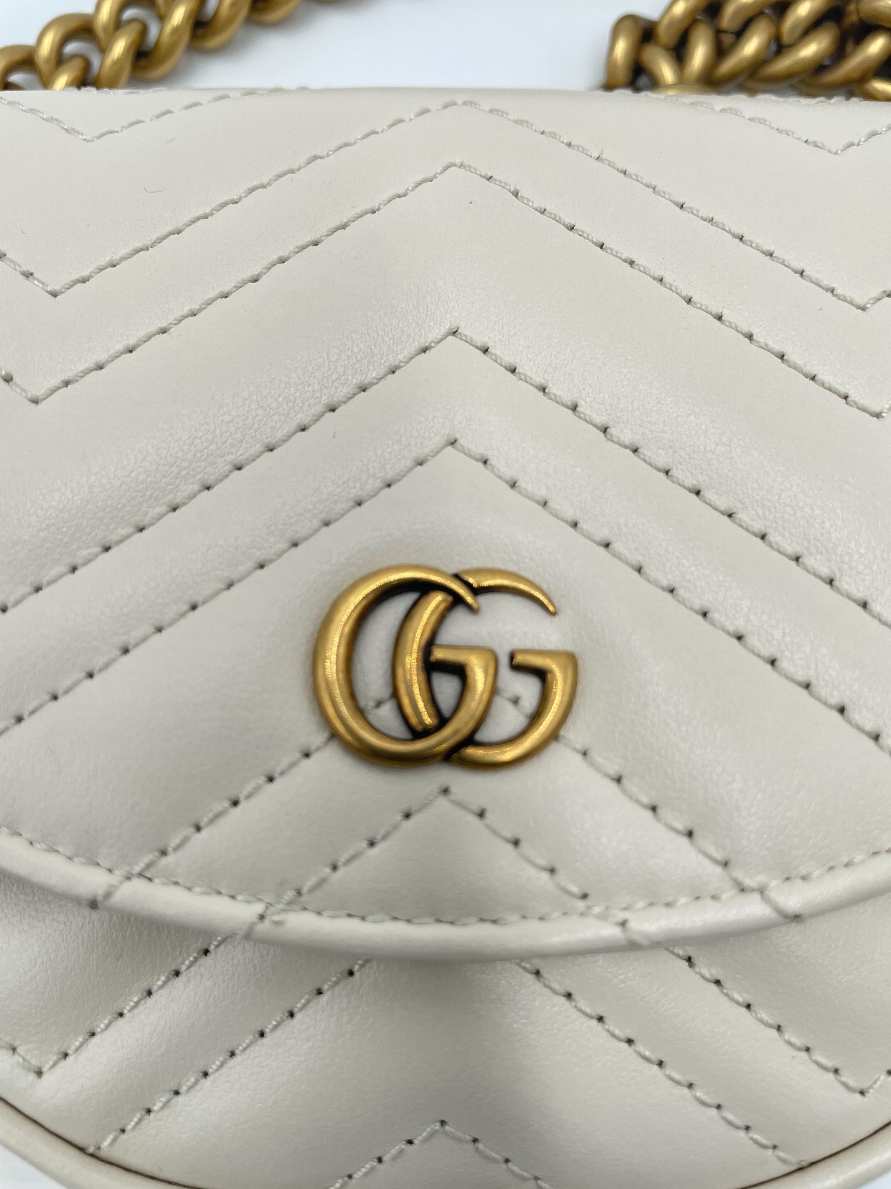 Gucci GG Marmont Half Moon Flap Crossbody Bag Matelasse Leather