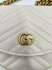 Gucci GG Marmont Half Moon Flap Crossbody Bag Matelasse Leather