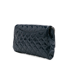 CC Quilted Patent Clutch With Chain