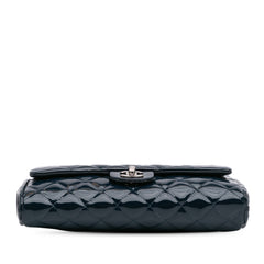 CC Quilted Patent Clutch With Chain