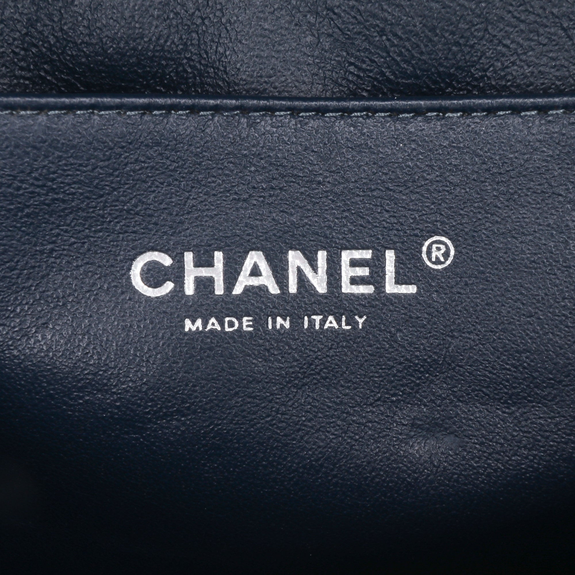 CC Quilted Patent Clutch With Chain