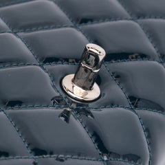 CC Quilted Patent Clutch With Chain